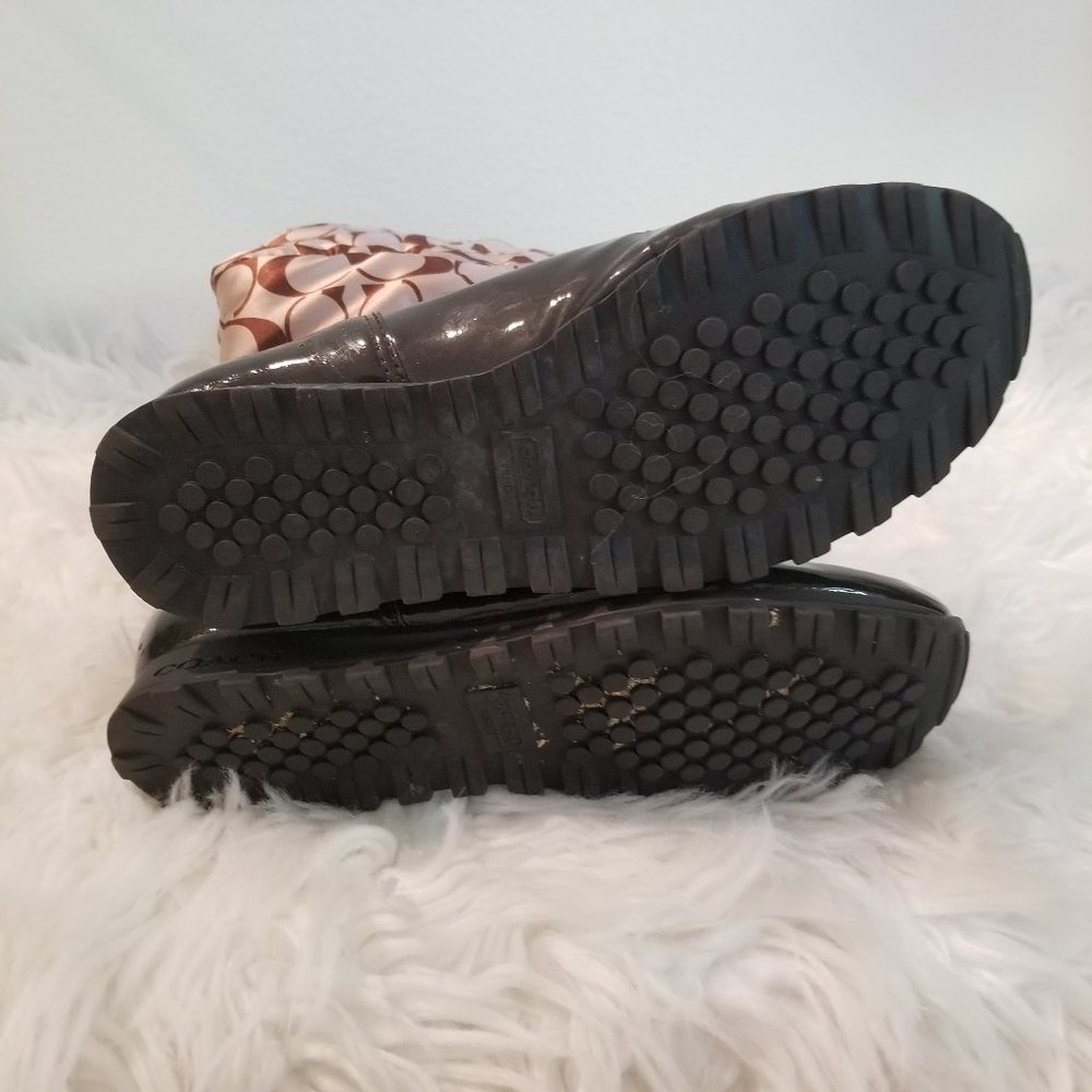 Coach Jolt Snow Boots Signature Brown & Cream Quilted Nylon Weatherproof 8 B - Picture 9 of 9